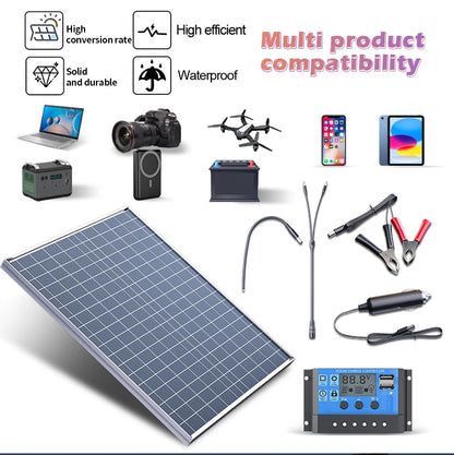 Solar Panel Kit Complete 12V Polycrystalline Power Portable Outdoor Rechargeable Sola 500W 1000W Cell Solar Generator for Home