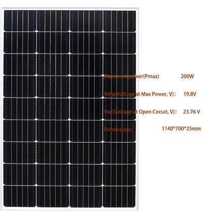 XINPUGUANG Rigid Glass Solar Panel Monocrystalline 200W 300W 400W (2x100w / 150w / 200W solar panels charge) On-grid / Off-grid