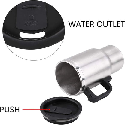 12V Car Kettle, Portable 450ml Car Kettle Boiler Stainless Steel  Kettle Heating Travel Cup ,  Teapot Quick Boiling