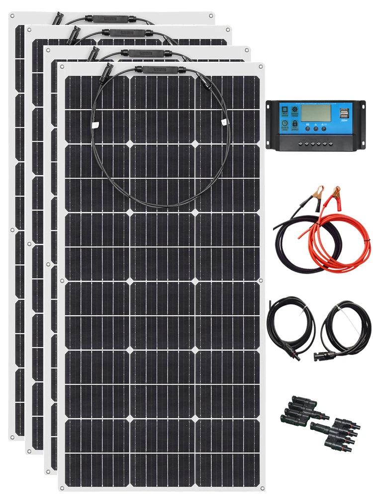 XINPUGUANG Solar Panel Complete Kit 400W , 300w , 200w ,100w flexible Solar Panel 12v 24v high efficiency battery charger module