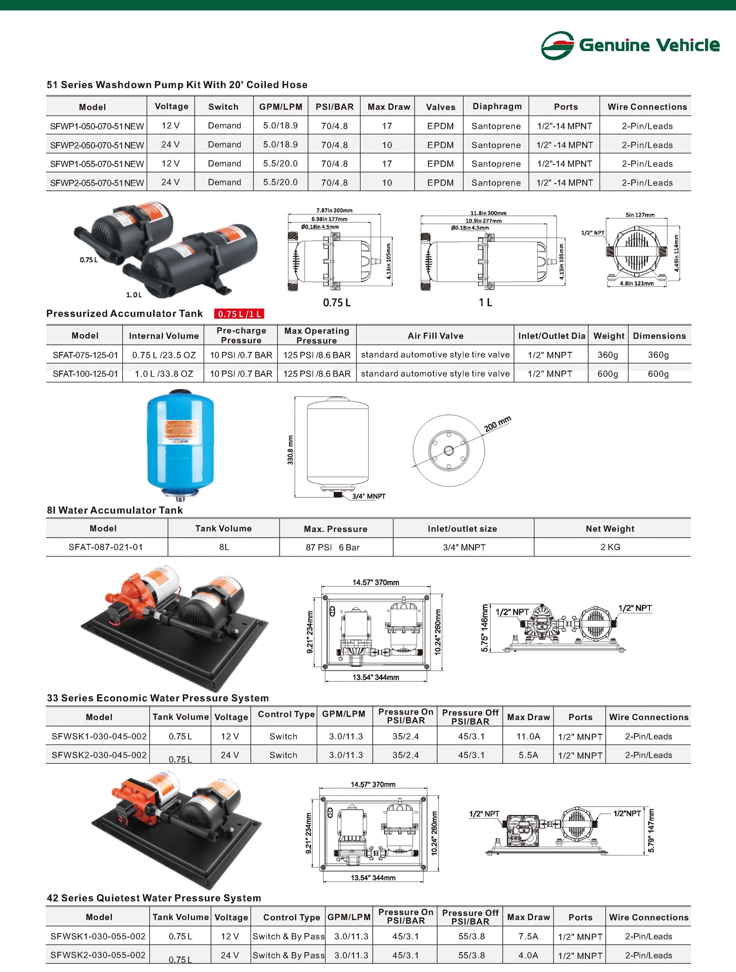 Caravan Accessories 12-24V Van Mechanical Seal Electric Diaphragm Sink Water Pump RV Camper Toilet Shower