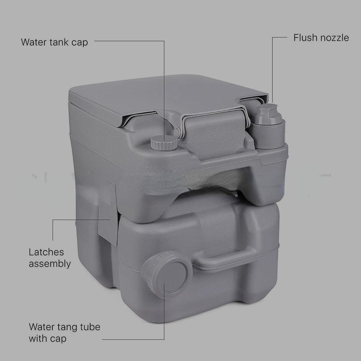 Portable Toilet 3.96 Gallon Travel RV Potty with T-type Water Outlets Anti-Leak Handle Water Pump Rotating Spout for Camping