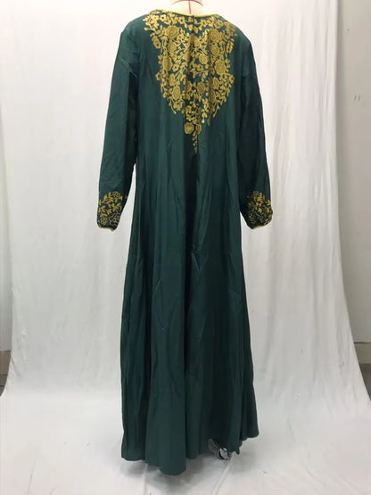 Spring and Autumn World Apparel New European and American Muslim Casual Robe Simple Ethnic Style Printed Fashion Long Dress