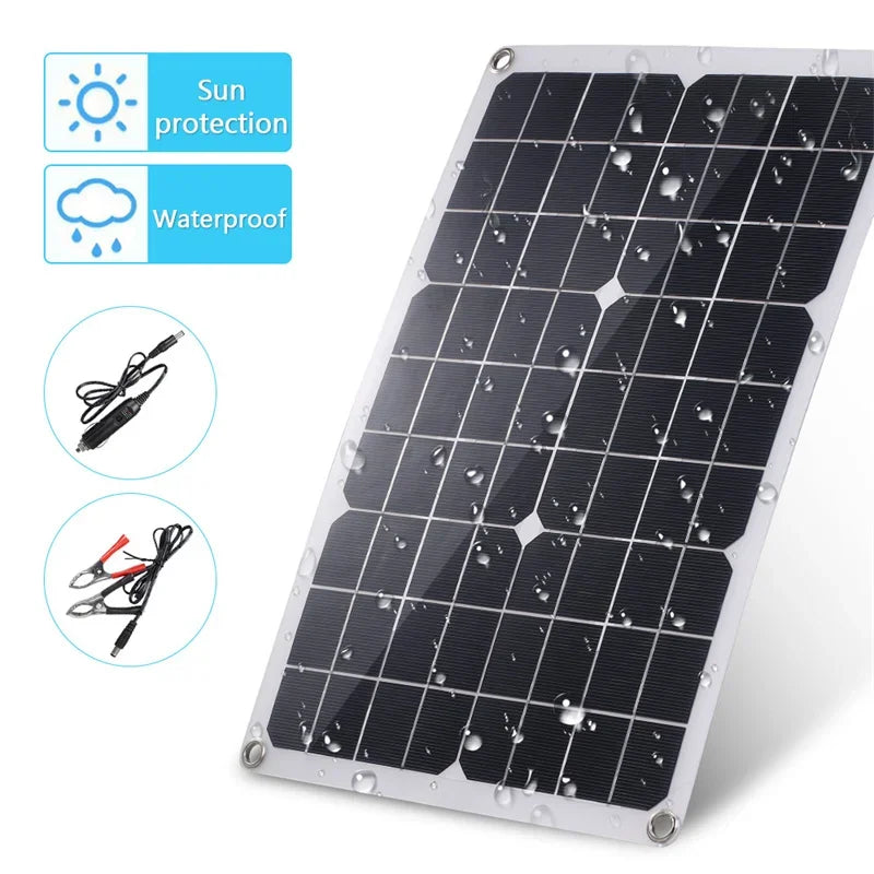 600W Solar Panel 6000W Inverter 12V To 110V/220V Solar Power Generation System Home Outdoor Car Mobile Phone Solar Charging