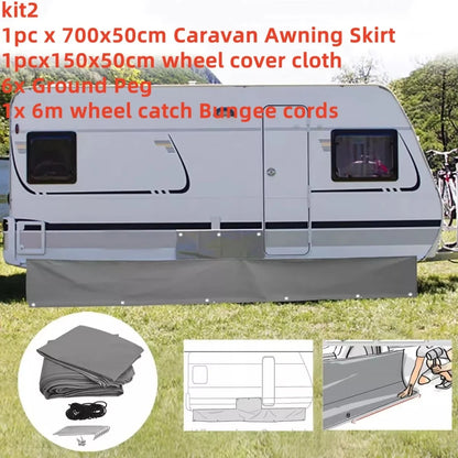 1set Caravan Awning Draught Skirt 7m Length X 50cm Deep With Wheel Arch Covers Suckers Motorhome Draft Campervan Side Skirting