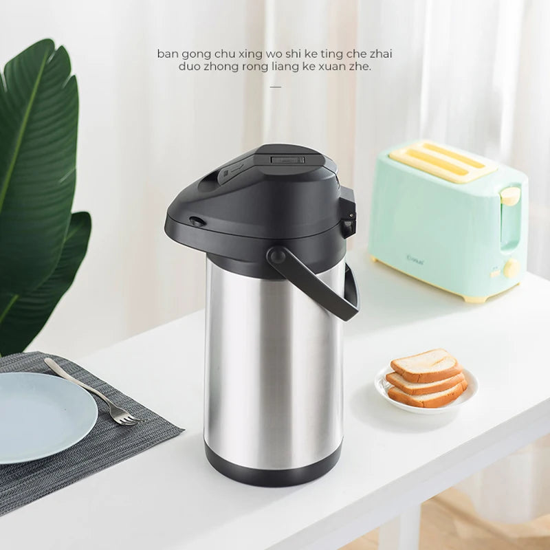 Stainless Steel Air Pressure Thermos Kettle Press-type Water Dispenser Large Capacity Office Household Water Vacuum Flasks