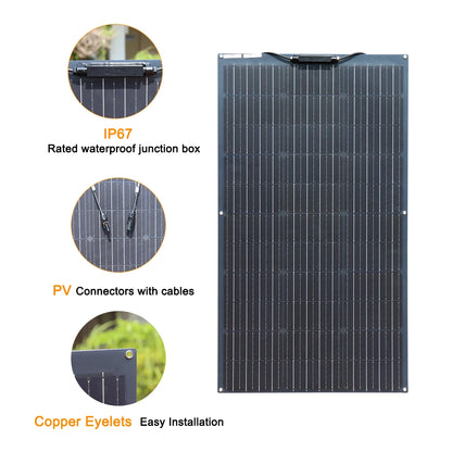 WUZECK Flexible Solar Panel 500W 400W 300w 200W 100W Mono Solar pate 18V Photovoltaic Module off grid Power for RVs Boat Caravan