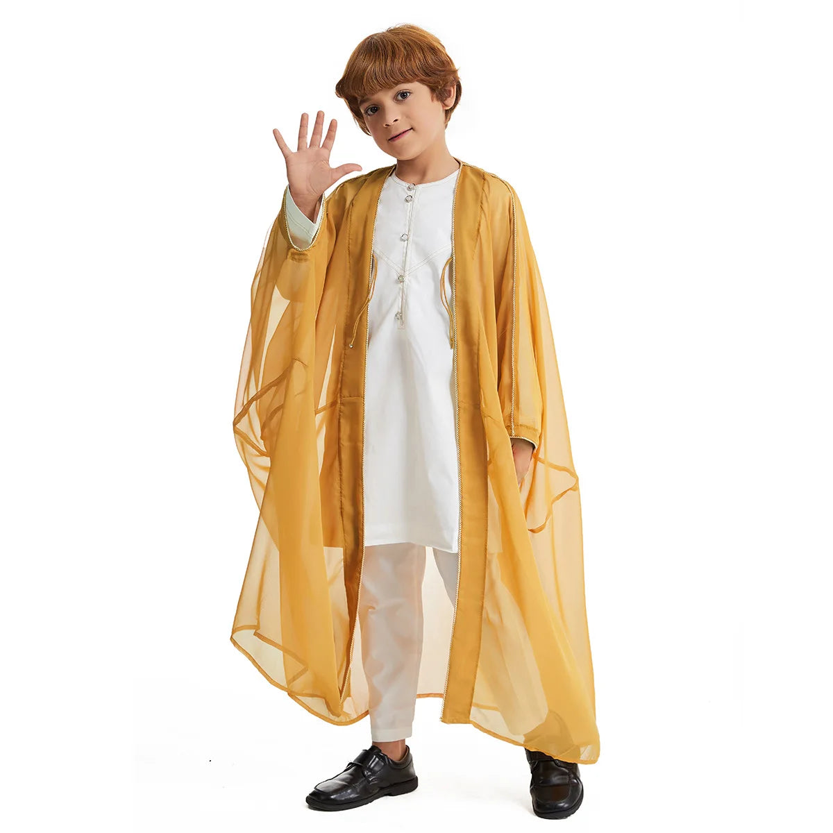 Muslim Boy Kids Kimono Cardigan Open Abaya Dubai Turkey Kaftan Islam Child Jubba Thobe Saudi Arab Thoub Djellaba Dishdasha Dress