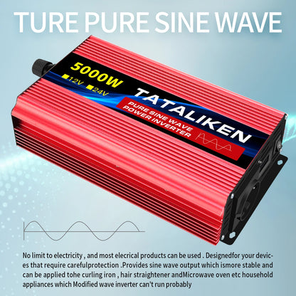 pure sine wave power inverter 12V to 220V 50HZ 2500W 3500W 4500W 5000W 6000W DC to AC voltage converter  power supply EU Socket