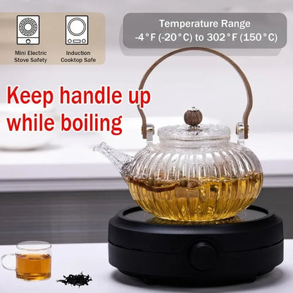 Pumpkin Shaped Glass Teapot 27oz (800ml), Mini Kettle For Blooming Tea Pot,  Accessories tea pot set