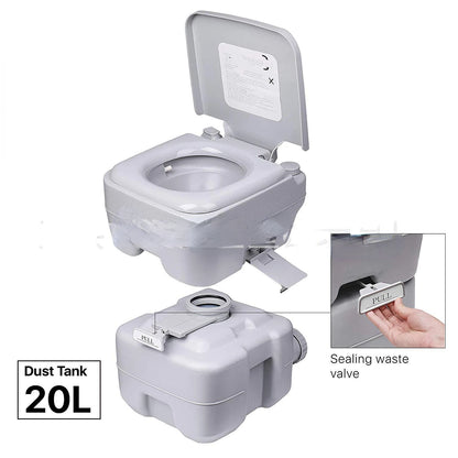 Portable Toilet 3.96 Gallon Travel RV Potty with T-type Water Outlets Anti-Leak Handle Water Pump Rotating Spout for Camping