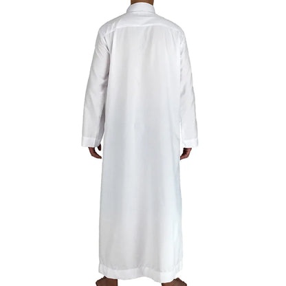 New 2025 Middle East Muslim Men Dress Long Sleeve Jubba Thobe Ramadan Eid Dishdasha Robe Muslim Islamic Kaftans Arab Clothing