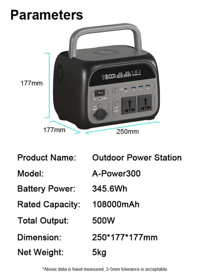 1800W Portable Power Station Bank 1000W 500W Solar Generator 220V Lifepo4 Battery Camping RV Portable Backup Energy Systems