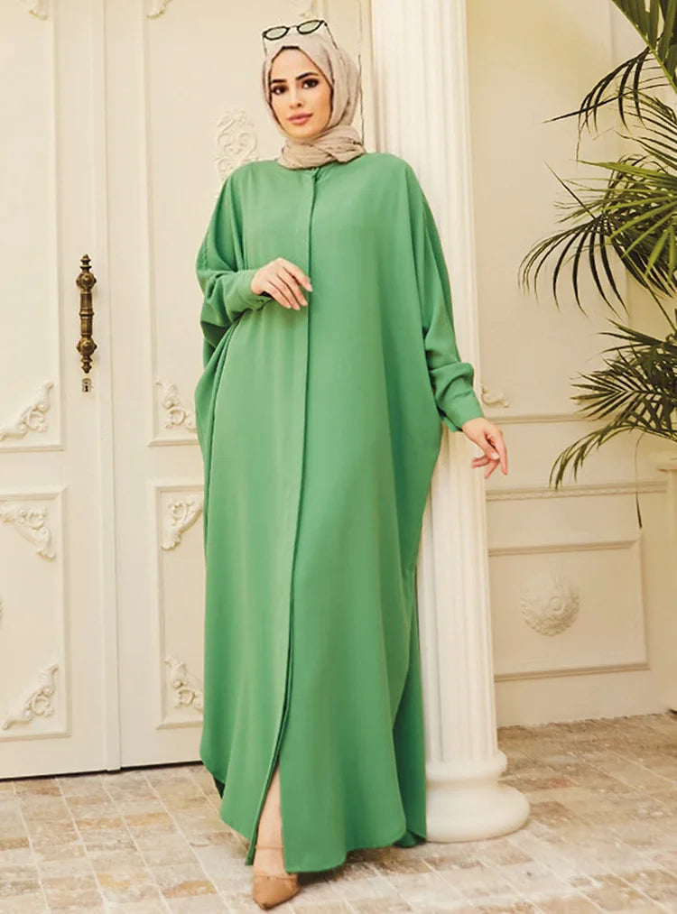 Woman Clothing Kaftan Muslim Robe Embroidered Loose and Breathable Djellaba Abaya Female Jubba Thobe Islam Bat Sleeve Dress Eid