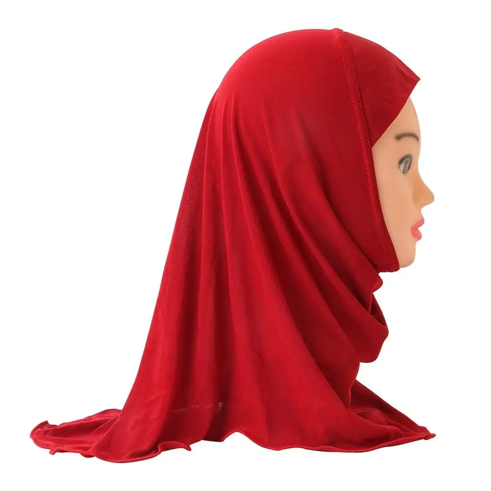 50cm Children Hijabs Muslim Girls Kids Hijab Islamic Scarf Shawls Soft and Stretch Material for 2 to 7 Years Old Girls Turban