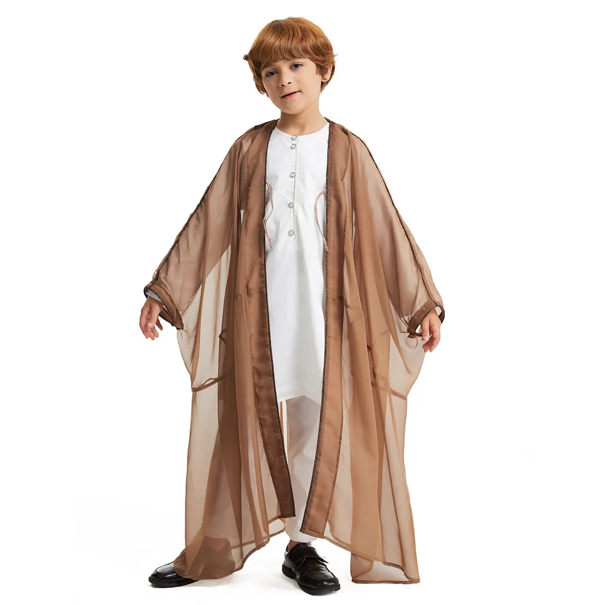 Eid Abayas for Boy Kids Kebaya Open Muslim Dress Kimono Abaya Turkey Arabic Islam Clothing Djellaba Robe Musulmane Jubba Thobe