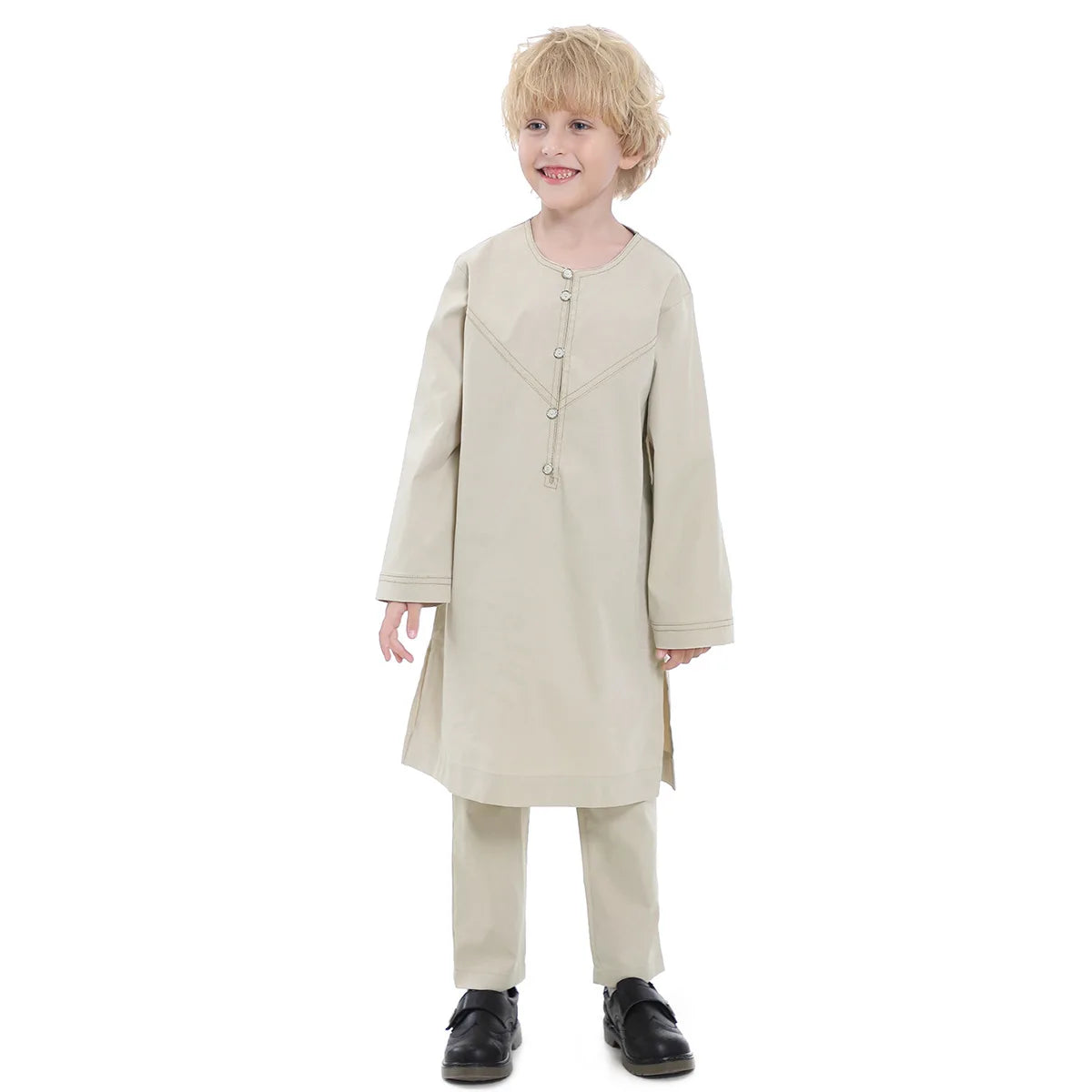 Morocco Muslim Arab Boy Thobe Children Abaya Ramadan Jubba Thobe Dress Pant Set 2 Piece Caftan Robe Kaftan Musulman Ensembles