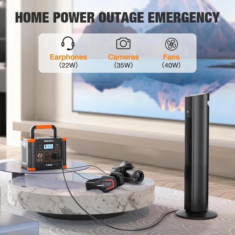 Portable Power Station 300W (Peak 600W) 288Wh Solar Generator with 60W USB-C PD Output 110V Pure Sine Wave AC Outlet Backup