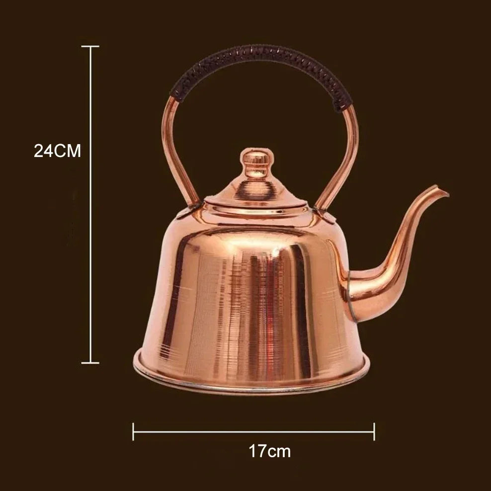 2L Pure Copper Teapot Handmade Red Copper Kettle Hot Pot Add Soup Pot Induction Cooker Boiling Water Kettle Cold Kettle For Home