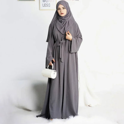 Abayas for Women Dubai Turkey Inner Hijab Dress Two Piece Abaya Muslim Set Ramadan Kimono Islamic Clothing Kaftan Femme Musulman