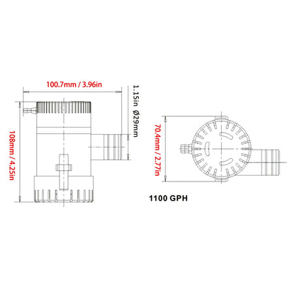 1100GPH 12V Electric Marine Submersible Bilge Sump Water Pump With Switch For Boat 18AWG Low noise submersible boat water pump