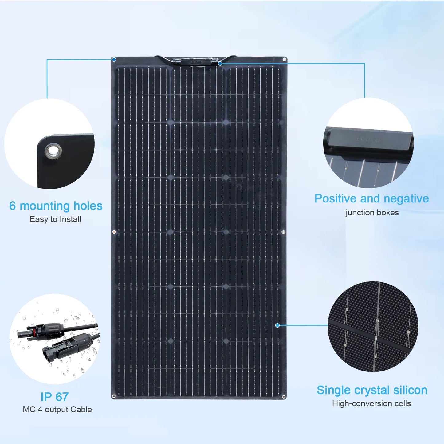 Solar Panel Kit 100W 200W 12V Flexible Photovoltaic solar panels cell with charge controller power for battery Boat Rvs Cabin