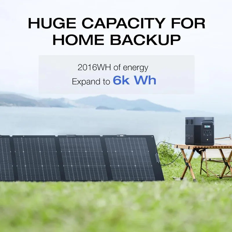 Solar Generator Max (2000) 2016Wh with 220W Solar Panel 6 X 2400W (5000W Surge)AC Outlets Portable Power Station for Home Backup