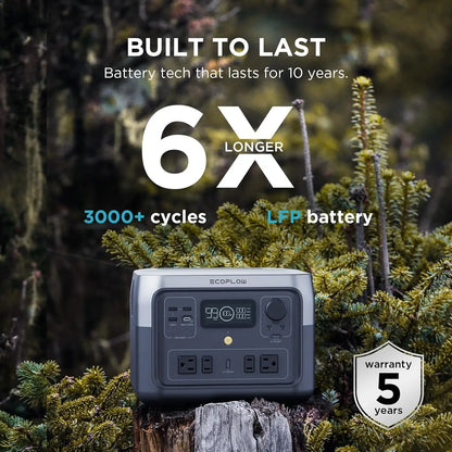 ECOFLOW Portable Power Station RIVER 2 Max, 499Wh/512Wh LiFePO4 Battery/ 1 Hour Fast Charging, Up To 1000W Output