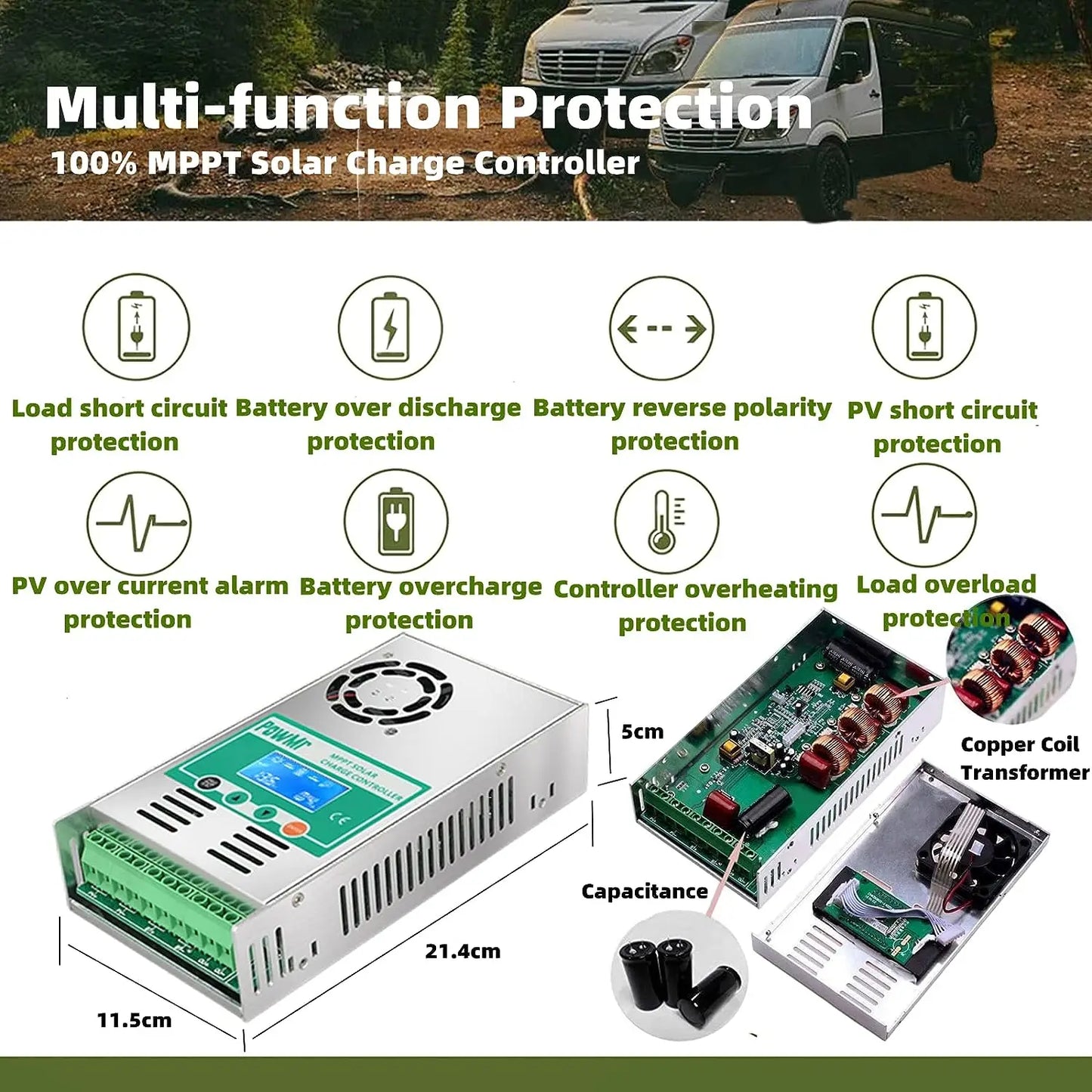 PowMr MPPT 60A Solar Charge Controller Solar Panel Regulator 12V 24V 36V 48V Auto Max PV 190VDC For Lead Acid Lithium Battery