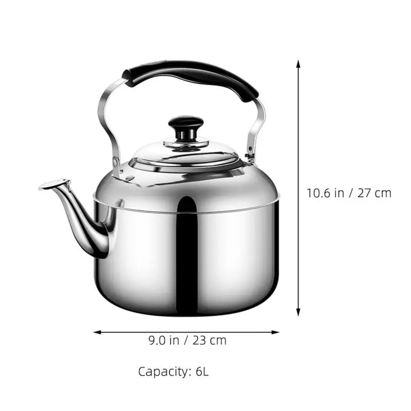 6L Stove Top Whistling Tea Kettle Teapot Stainless Steel Whistling Pot Metal Stovetop Teapot for Stovetop Induction Stove Top