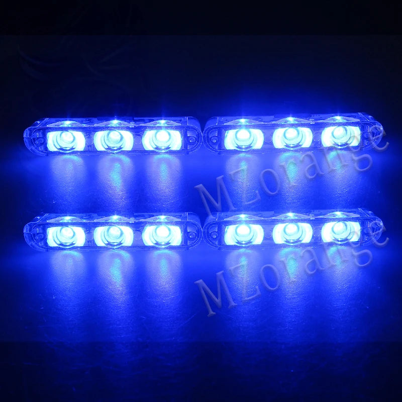 4*3 LED Police Lights for Car Led Flasher Fso Cigaretteer Grill Warning Lamp 12V Motorcycles Strobe Lights Flashlight