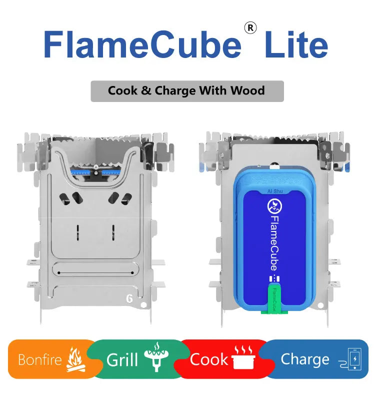 Outdoor Mini Portable Stainless Steel Fire Transformer, Camping, Garden, Picnic, Cooking, Folding, Windproof, Firewood, Power Generation, Heating Furnace, Emergency Charging, Survival Equipment