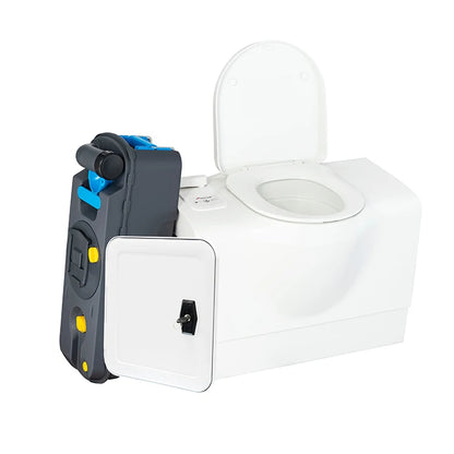 Campervan Rotatable Commode WC of Caravan with 4.54 Gallon Dirty Water Tank White Water Closet for Motorhome Campervan Commode