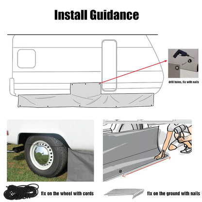 1set Caravan Awning Draught Skirt 7m Length X 50cm Deep With Wheel Arch Covers Suckers Motorhome Draft Campervan Side Skirting