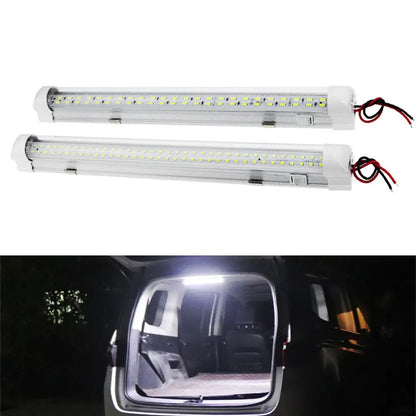 Car Interior Light Strip Bar 12V 72 LED White Light Tube with ON/OFF Switch for Van Lorry Truck RV Caravan Indoor Ceiling Light