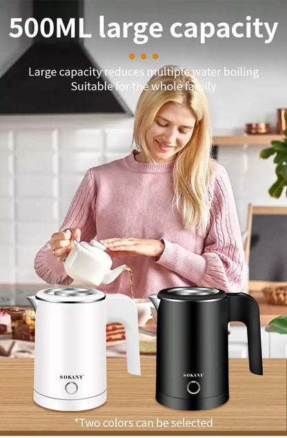 Houselin Travel Electric Kettle 0.5L Stainless Steel Household Indoor Kettle,For Hotel Family Trip Kitchen Smart Kettle Pot