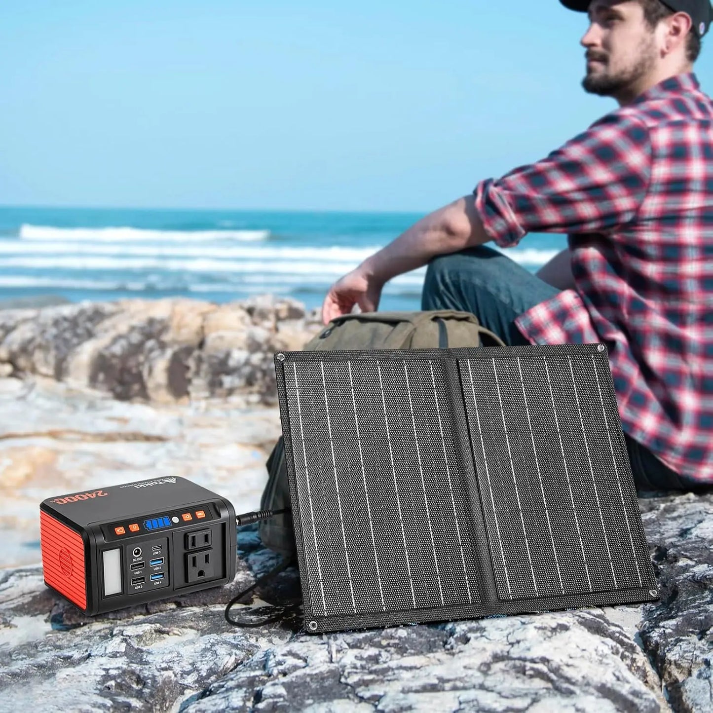 Solar Generator Camping Portable Power Station with Solar Panels Included Peak Solar Charger Power Bank AC DC USB Ports