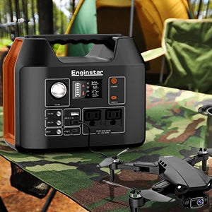 EnginStar Portable Power Station 300W 296Wh Battery Bank with 110V Pure Sine Wave AC Outlet for Outdoors Camping Hunting