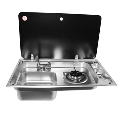 RV Gas Stove Multi-function Folding Kitchen with Sink Gas Stove Sink Two in One RV Hidden Single Faucet Yacht Kitchen with Cover