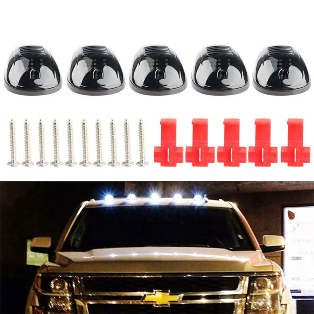 New Smoked 5 Pcs 12 LED Vehicle Car Cab Roof Running Marker Lights for Truck SUV Off Road Set Bulb Lamp Car Styling