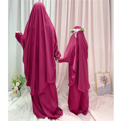 Eid Kids Girls Muslim Hooded Hijab Dress Women Abaya Prayer Garment Child Robe Modest Dresses Women Skirt Ramadan Islam Clothing