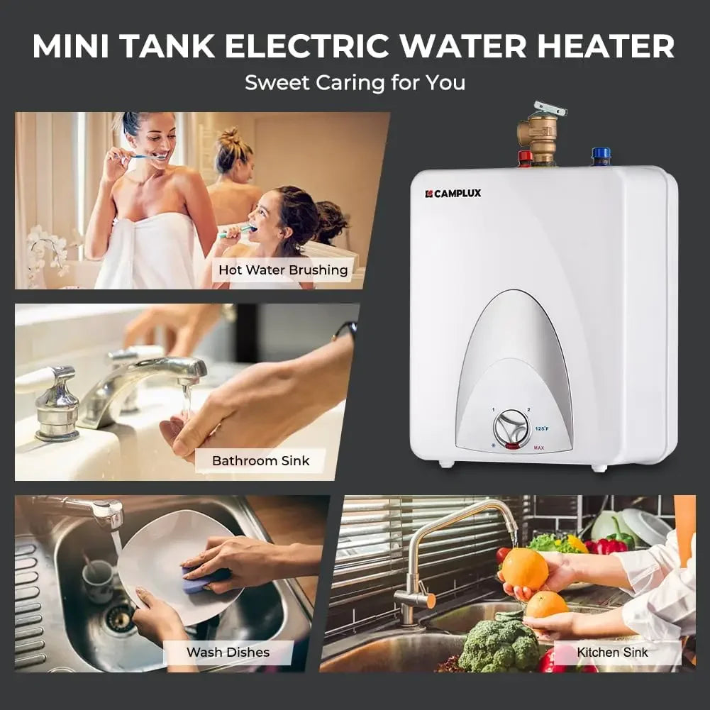 Electric Mini Tank Water Heater 2.5 Gallons (ME25), Eliminate Time for Hot Water - Shelf, Wall or Floor Mounted