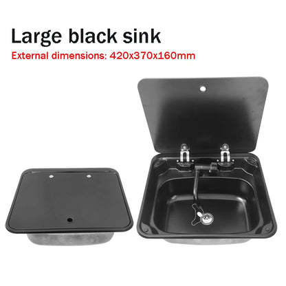 RV Specific Sink Black New Model Stainless Steel Material Covered Water Tank Hidden Vegetable Washing Basin