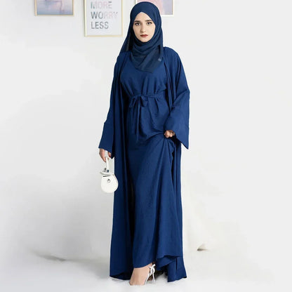 Abayas for Women Dubai Turkey Inner Hijab Dress Two Piece Abaya Muslim Set Ramadan Kimono Islamic Clothing Kaftan Femme Musulman