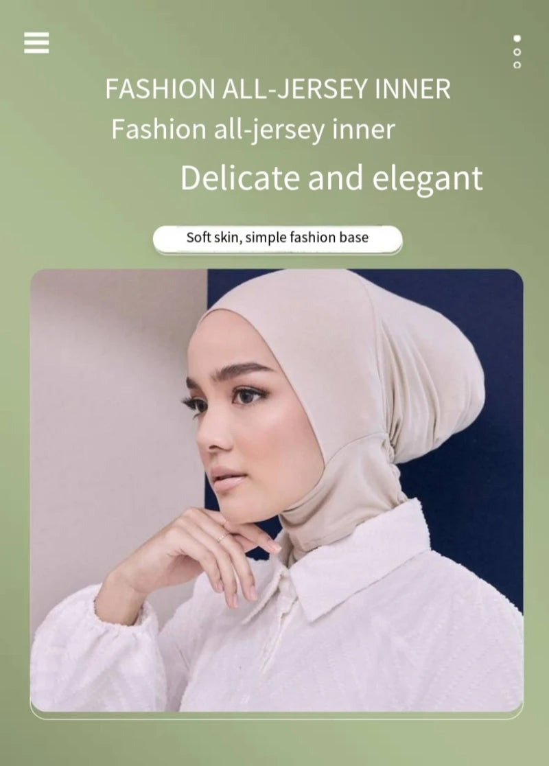 Musilim Women Fashion Elastic Basic Tube Hat Modal Cotton Under Scarf Cap Islamic Inner Cap Easy to Wear Sports Hijab