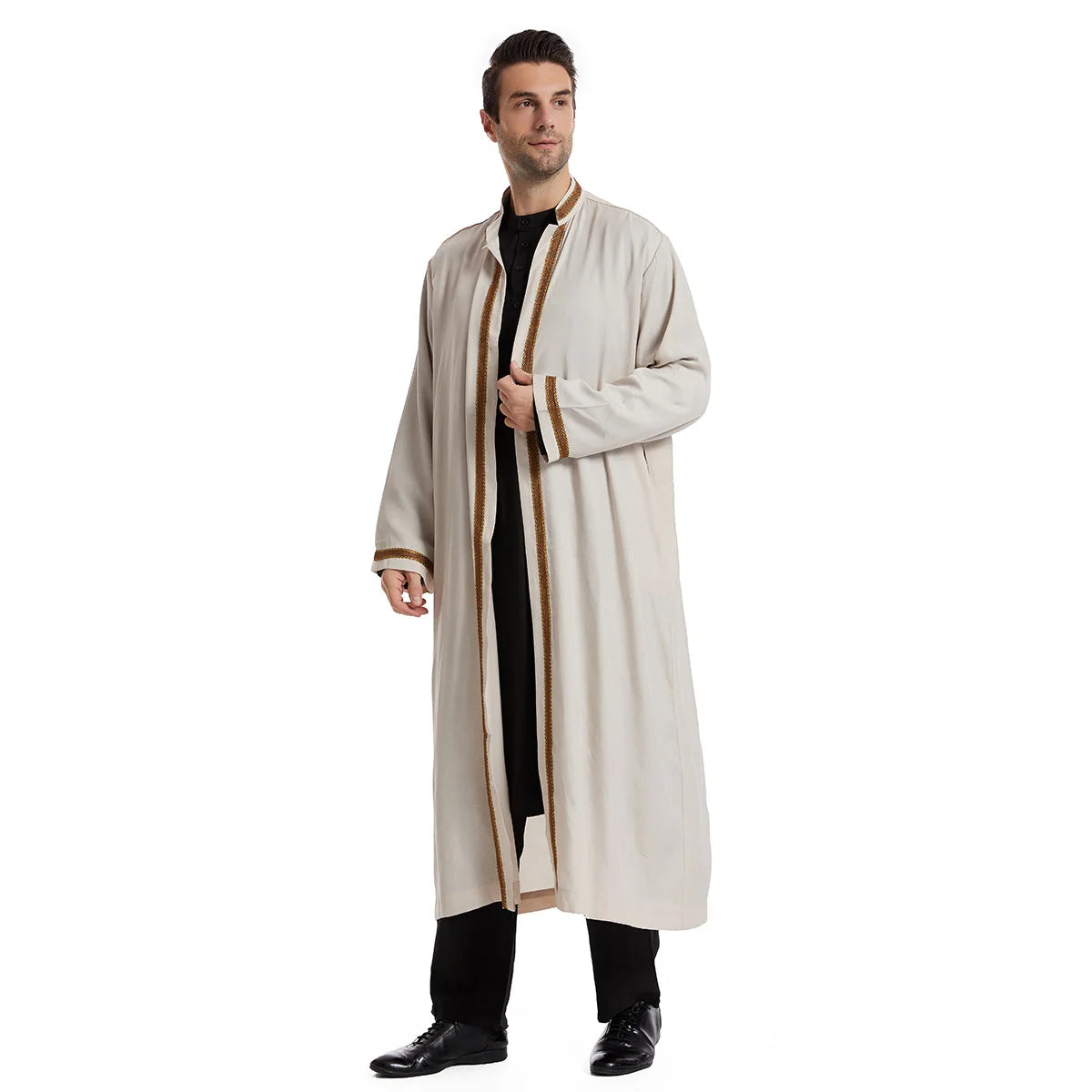 Eid Cardigan Muslim Men Jubba Thobe Mens Abaya Long Dress Islamic Ramadan Kimono Long Robe Saudi Arabic Musulman Caftan Dubai