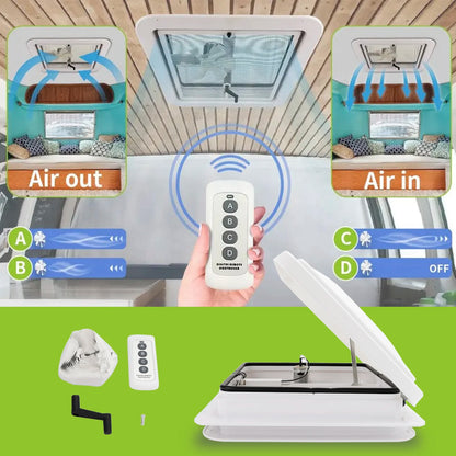 Artudatech 14" Caravan Skylight Roof Vent Remote Control Camper Motorhome RV Exhaust Fan