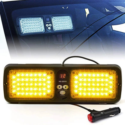 Red Blue LED Car Visor Strobe Flashing Light Interior Windshield Sunshield Emergency Warning Lights for Police Firefighter 12V