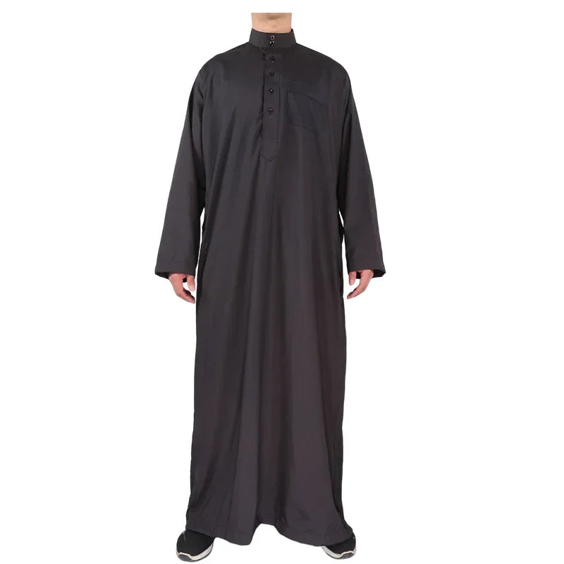 2025 Islamic Clothing Men Jubba Thobe Muslim Long Sleeve Loose Man Saudi Arabia Pakistan Kurta  Muslim Costumes Tunic Men Abaya