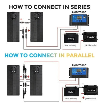 300W 600W Flexible Solar Panel 12V 24V Solar Charge Battery Kit with 30A/60A Controller for Camping RV Home Solar Power Bank